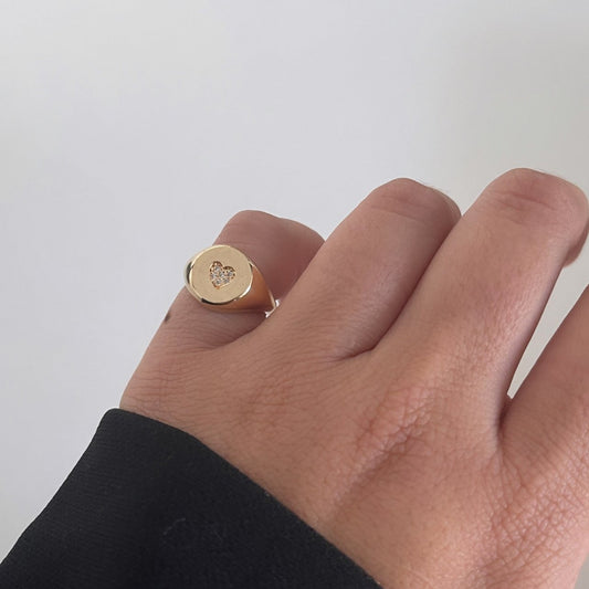 Anel Coração Cravejado - mindinho